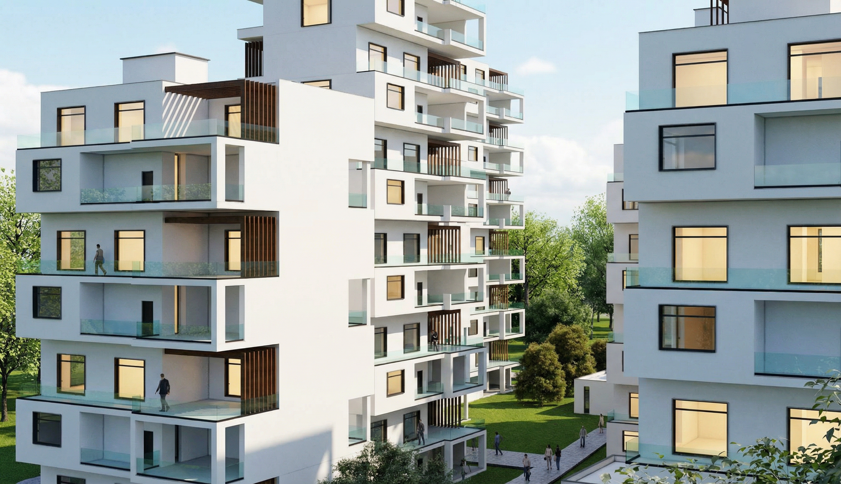 Эскизное предложение микрорайона переменной этажности, визуализация